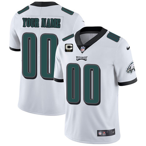 Men's Philadelphia Eagles ACTIVE PLAYER Custom White With 2-star C Patch Vapor Limited Stitched Football Jersey